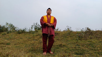 Custom-Made Pure Cotton Brocade Layman Buddhist Meditation Robe Set,Monastry Style Zen Prayer Costumes,Tibetan Spiritual Clothing