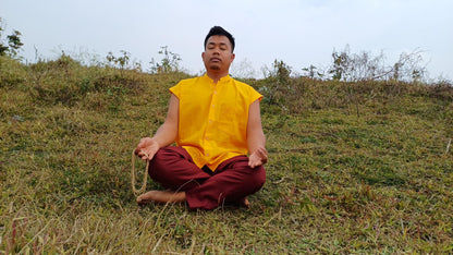 Custom-Made Pure Cotton Brocade Layman Buddhist Meditation Robe Set,Monastry Style Zen Prayer Costumes,Tibetan Spiritual Clothing