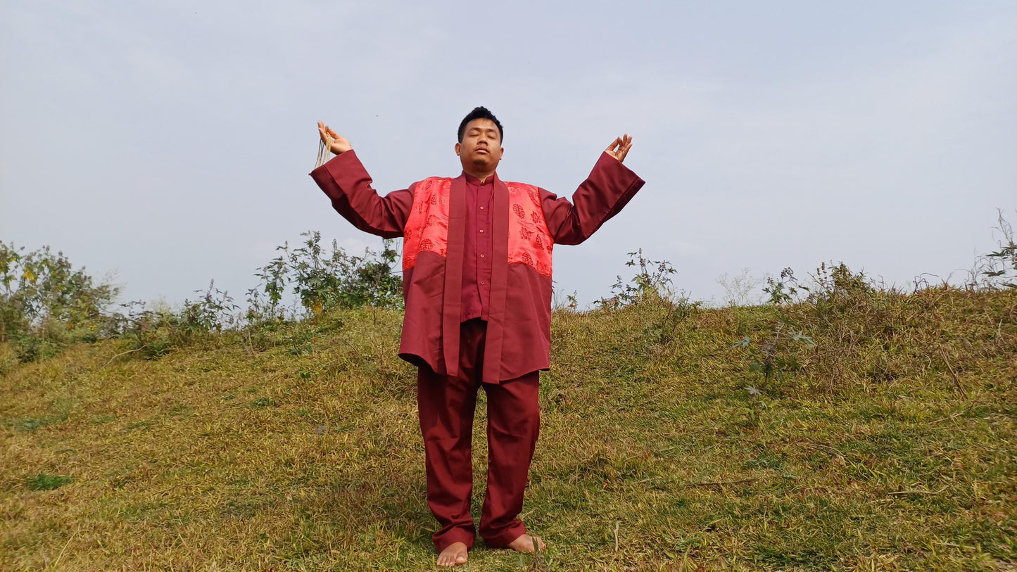 Custom-Made Cotton Layman Buddhist Meditation Robe Set,Monastry Style Buddhist Prayer Dress Set,Spiritual Zen/Temple Costumes Clothing
