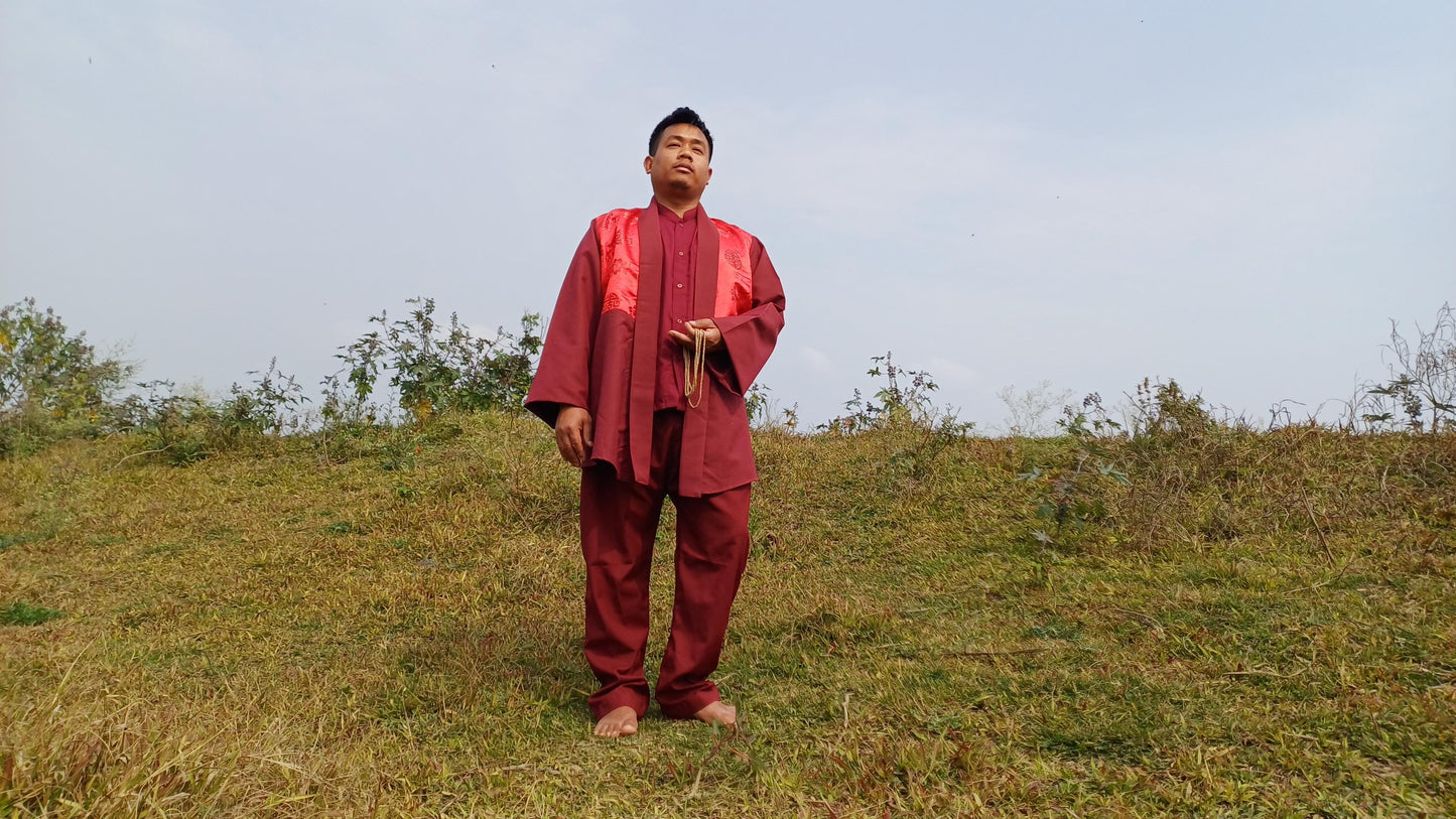 Custom-Made Cotton Layman Buddhist Meditation Robe Set,Monastry Style Buddhist Prayer Dress Set,Spiritual Zen/Temple Costumes Clothing
