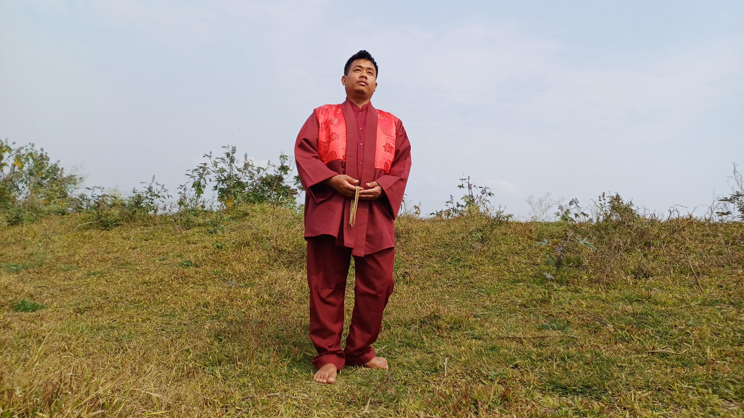 Custom-Made Cotton Layman Buddhist Meditation Robe Set,Monastry Style Buddhist Prayer Dress Set,Spiritual Zen/Temple Costumes Clothing