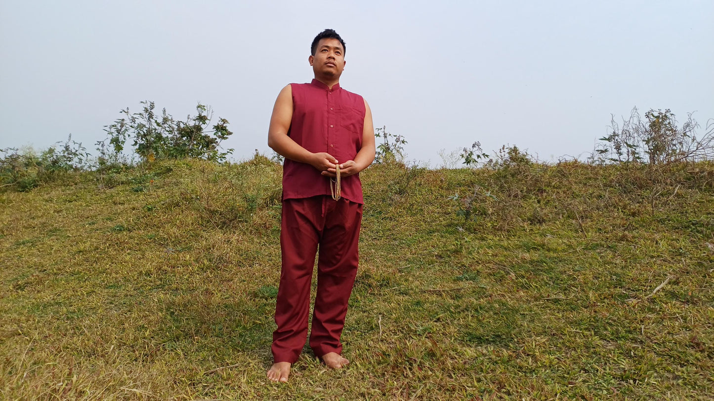 Custom-Made Cotton Layman Buddhist Meditation Robe Set,Monastry Style Buddhist Prayer Dress Set,Spiritual Zen/Temple Costumes Clothing