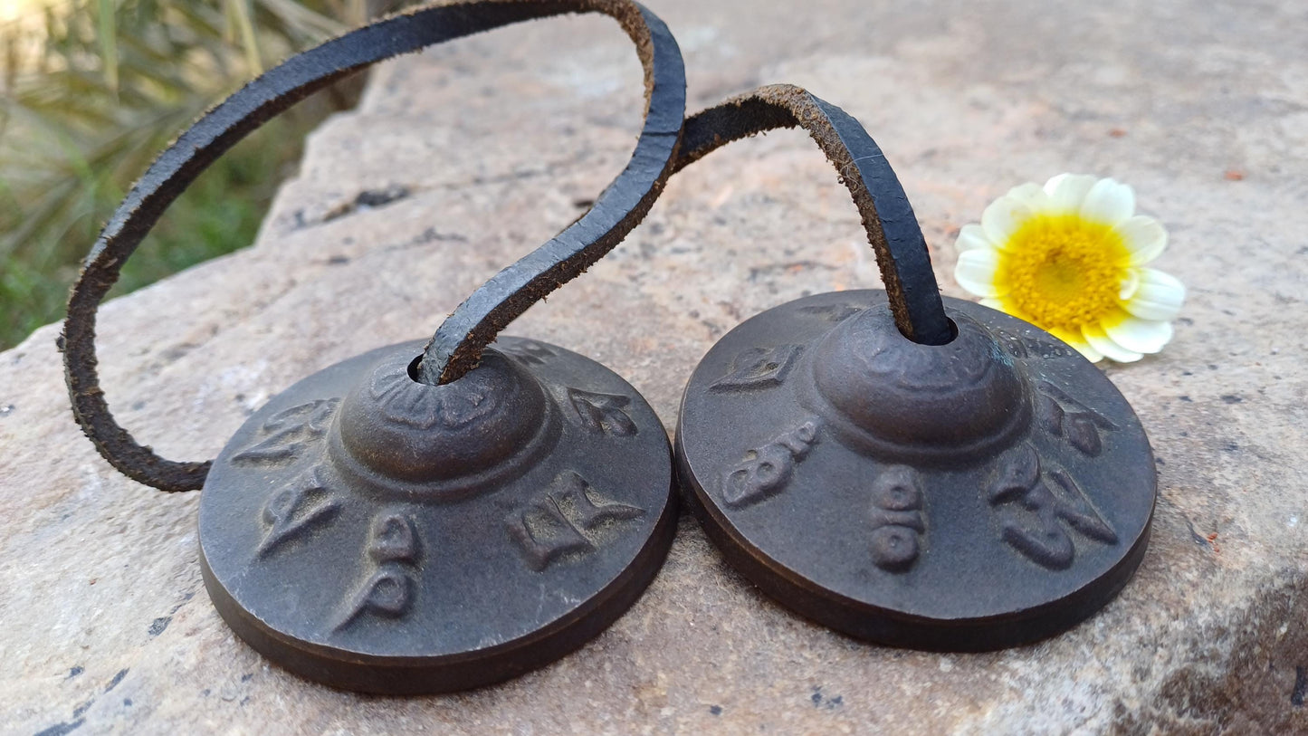 Vintage Rare Authentic Small  Dragon Carved Tibetan Tingsha Bells,Handmade Tibetan Buddhist Ritual Cymbal,Yoga Meditation Sound Healing Tool
