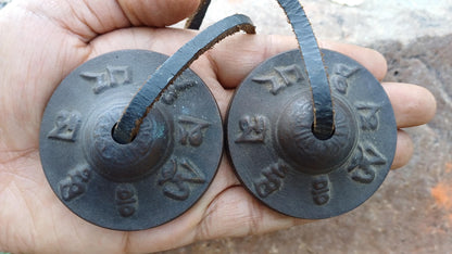 Vintage Rare Authentic Small  Dragon Carved Tibetan Tingsha Bells,Handmade Tibetan Buddhist Ritual Cymbal,Yoga Meditation Sound Healing Tool