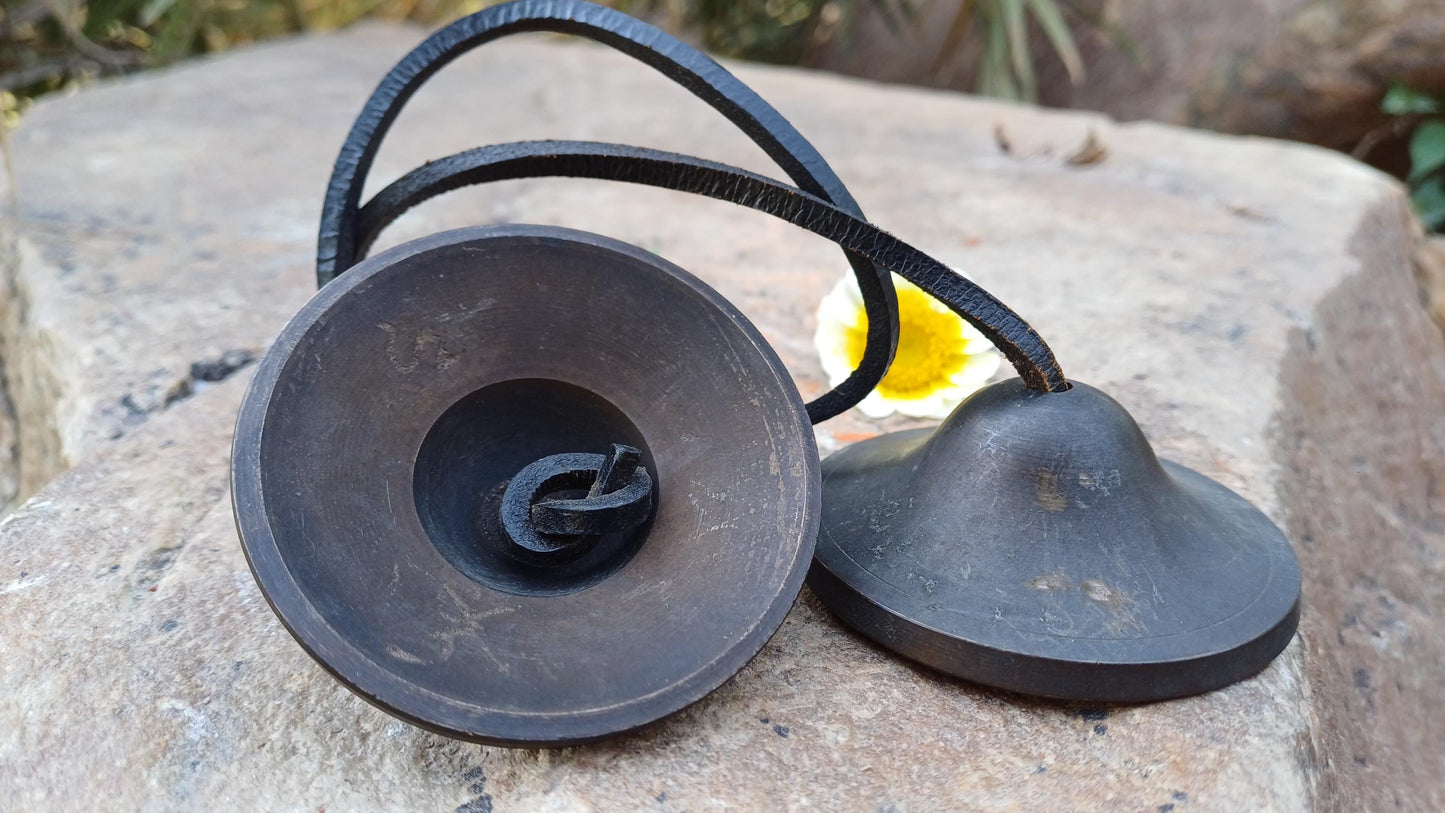 Vintage Rare Authentic Small  Dragon Carved Tibetan Tingsha Bells,Handmade Tibetan Buddhist Ritual Cymbal,Yoga Meditation Sound Healing Tool