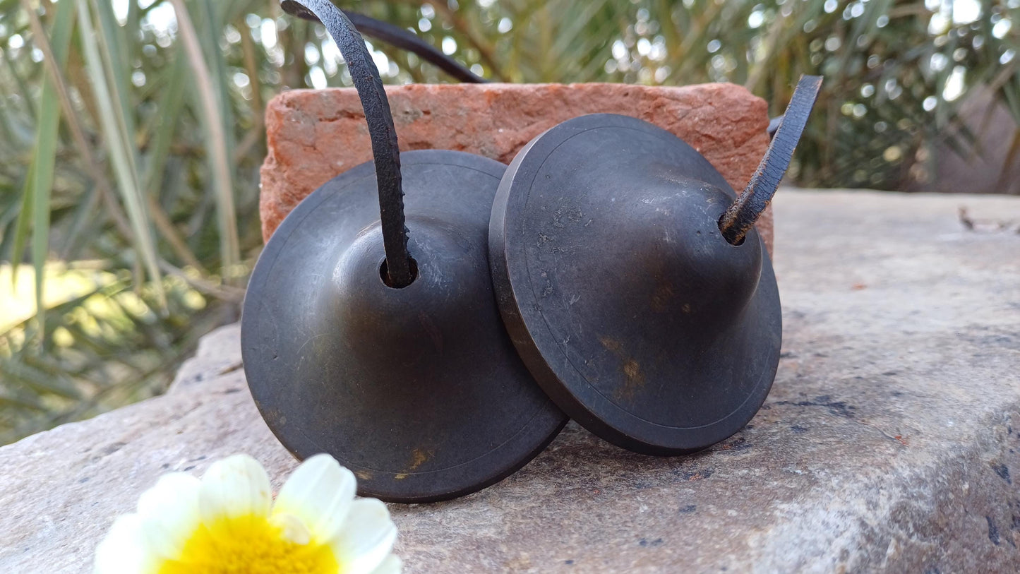 Vintage Rare Authentic Small  Dragon Carved Tibetan Tingsha Bells,Handmade Tibetan Buddhist Ritual Cymbal,Yoga Meditation Sound Healing Tool