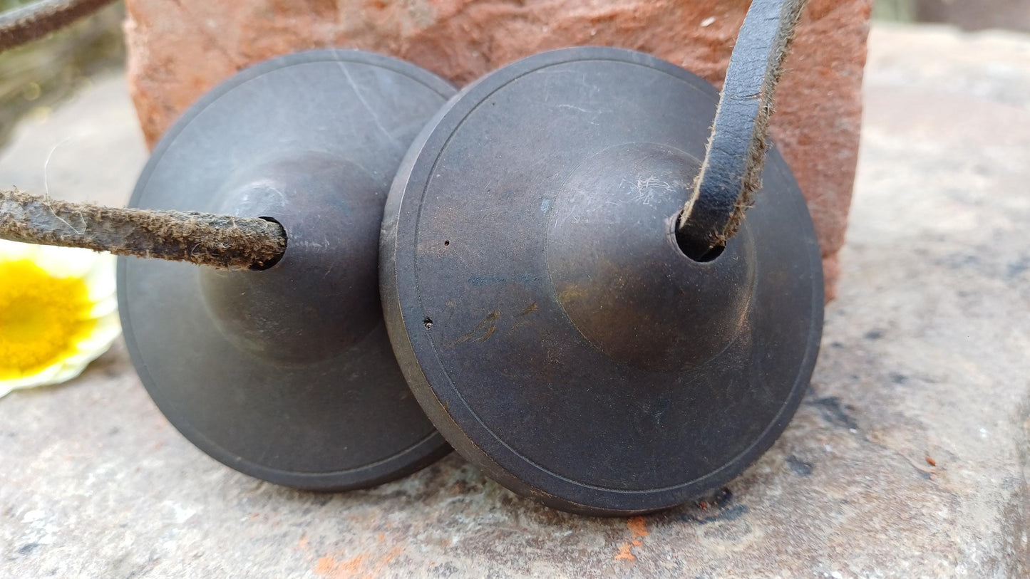 Vintage Rare Authentic Small  Dragon Carved Tibetan Tingsha Bells,Handmade Tibetan Buddhist Ritual Cymbal,Yoga Meditation Sound Healing Tool
