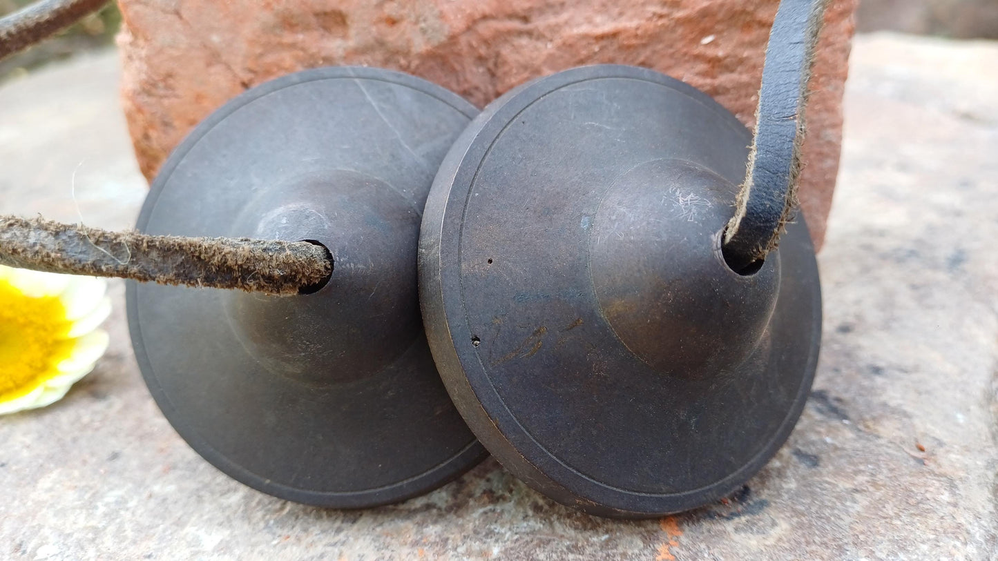 Vintage Rare Authentic Small  Dragon Carved Tibetan Tingsha Bells,Handmade Tibetan Buddhist Ritual Cymbal,Yoga Meditation Sound Healing Tool