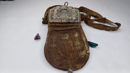 Antique AMITABHA BUDH Tibetan Ghau Shrine,Pocket Tibetan Buddhist Altar,VintagePortable Travel Tibetan Repousse,CopperSilver Ghau Prayer Box