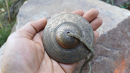 Vintage Rare Authentic Large Dragon Carved Tibetan Tingsha Bells,Handmade Tibetan Buddhist Ritual Cymbal,Yoga Meditation Sound Healing Tool