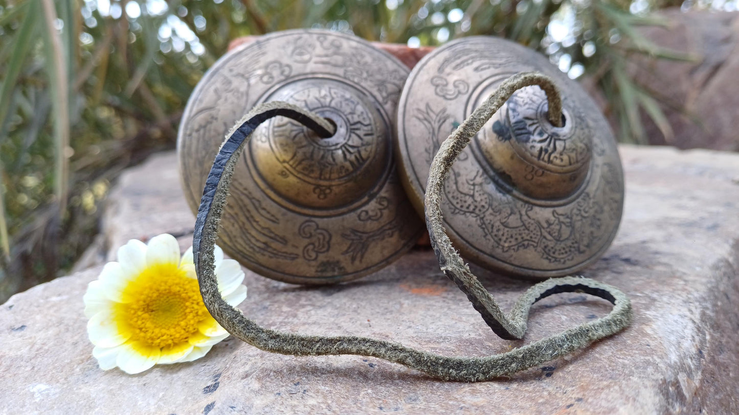Vintage Rare Authentic Large Dragon Carved Tibetan Tingsha Bells,Handmade Tibetan Buddhist Ritual Cymbal,Yoga Meditation Sound Healing Tool