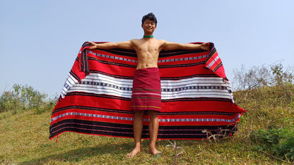 Handwoven Naga Tribes Traditional Blanket,Native Indians Body Wrap,Ethnic Sofa Throw,Tribal Wall Art,Tribal Home Decor,Earthy Clothing