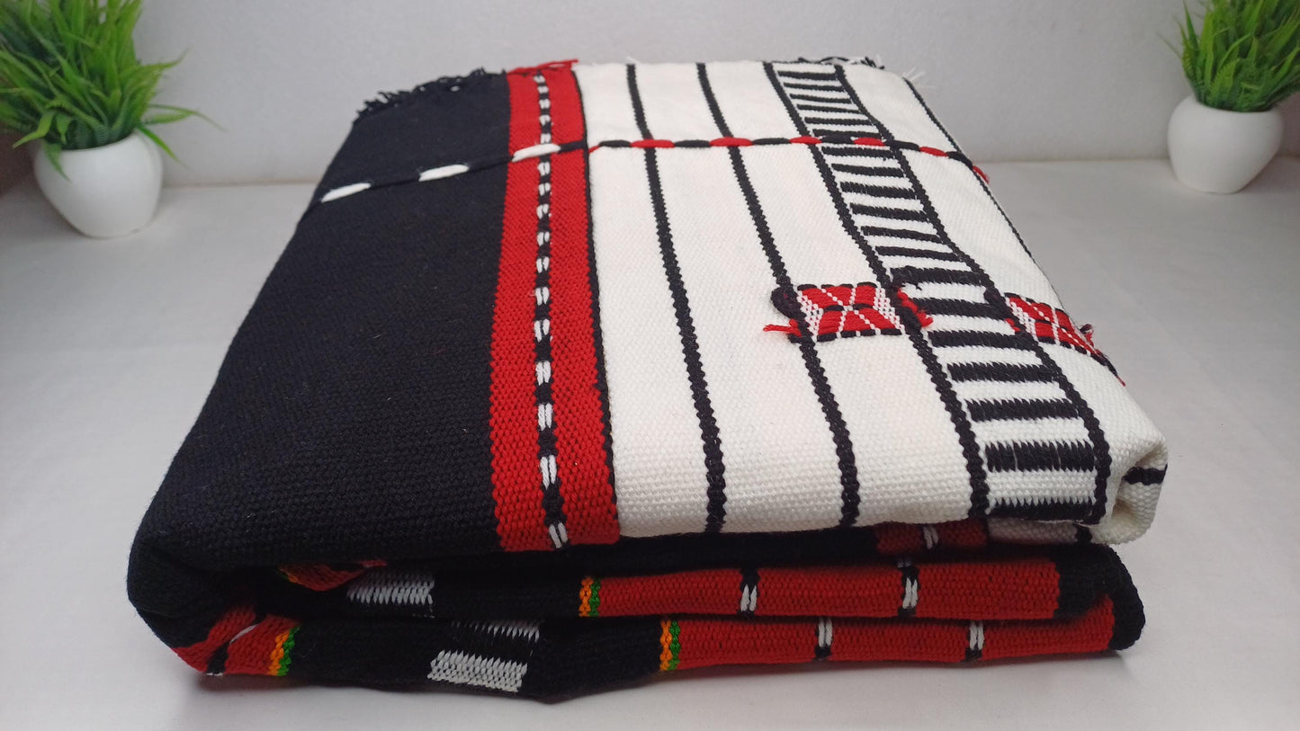 Handwoven Naga Tribes Traditional Blanket,Native Indians Body Wrap,Ethnic Sofa Throw,Tribal Wall Art,Tribal Home Decor,Earthy Clothing