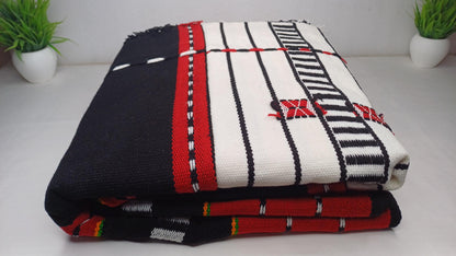 Handwoven Naga Tribes Traditional Blanket,Native Indians Body Wrap,Ethnic Sofa Throw,Tribal Wall Art,Tribal Home Decor,Earthy Clothing