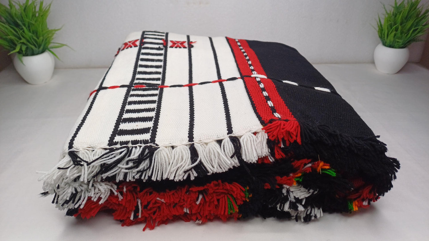 Handwoven Naga Tribes Traditional Blanket,Native Indians Body Wrap,Ethnic Sofa Throw,Tribal Wall Art,Tribal Home Decor,Earthy Clothing