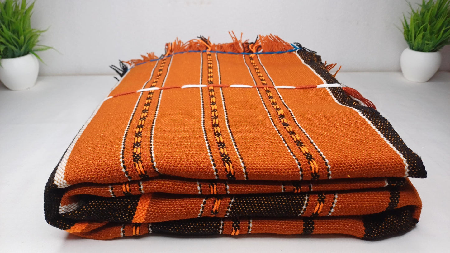 Large Thick Handwoven Black/Copper Naga Tribe Traditional Blanket,Ethnic Sofa Throw,Native Indian Cloth,Naga Tribes Shawl,Tribal Wall Decor