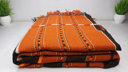 Large Thick Handwoven Black/Copper Naga Tribe Traditional Blanket,Ethnic Sofa Throw,Native Indian Cloth,Naga Tribes Shawl,Tribal Wall Decor