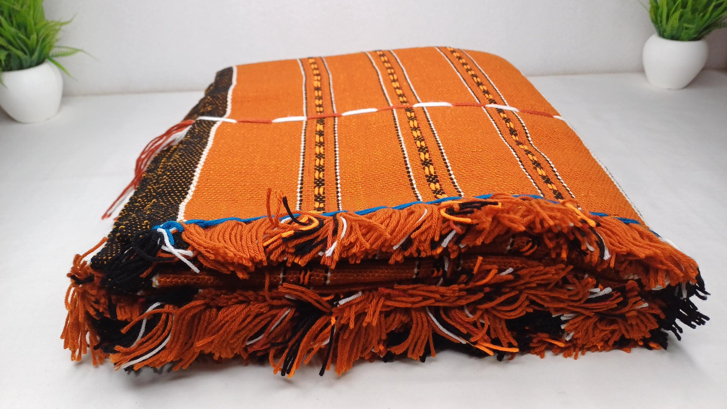 Large Thick Handwoven Black/Copper Naga Tribe Traditional Blanket,Ethnic Sofa Throw,Native Indian Cloth,Naga Tribes Shawl,Tribal Wall Decor