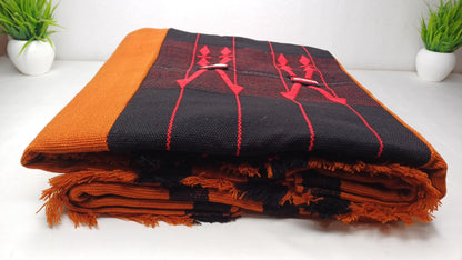 Large Thick Handwoven Black/Copper Naga Tribe Traditional Blanket,Ethnic Sofa Throw,Native Indian Cloth,Naga Tribes Shawl,Tribal Wall Decor