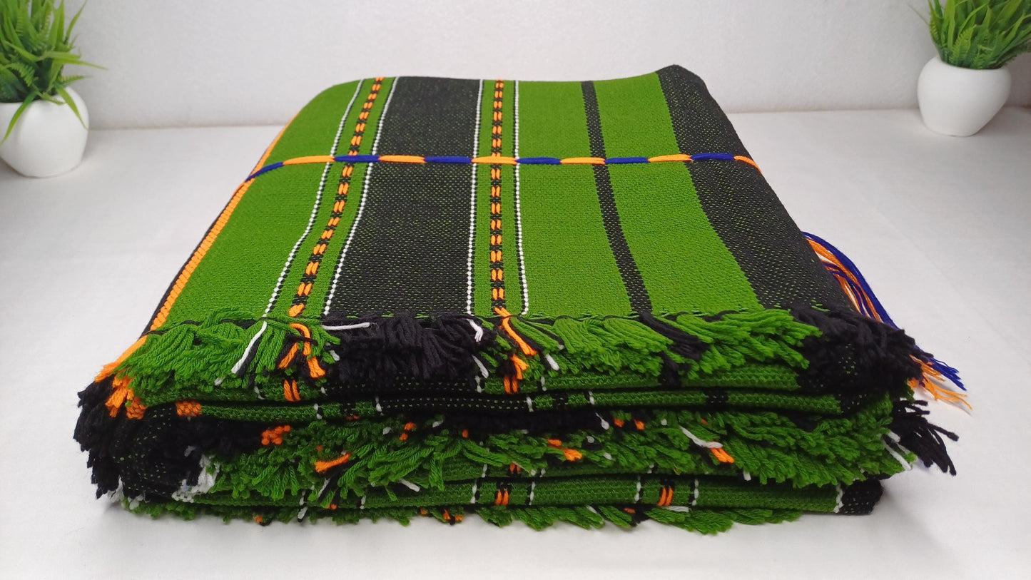 Large Thick Handwoven Black And Blue Naga Tribe Traditional Blanket,Ethnic Sofa Throw,Native Indian Cloth,Naga Tribe Shawl,Tribal Wall Decor