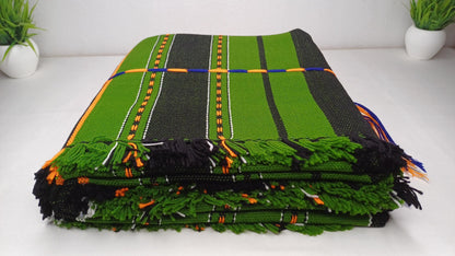 Large Thick Handwoven Black And Blue Naga Tribe Traditional Blanket,Ethnic Sofa Throw,Native Indian Cloth,Naga Tribe Shawl,Tribal Wall Decor