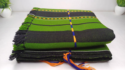 Large Thick Handwoven Black And Blue Naga Tribe Traditional Blanket,Ethnic Sofa Throw,Native Indian Cloth,Naga Tribe Shawl,Tribal Wall Decor