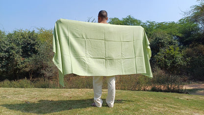 Handwoven Ethical Lime  Pure Himalayan Yak Wool Meditation Shawl,Yak Wool Prayer Scarf,Yak Wool Blanket,Ethnic Indian Yak Meditation Wrap