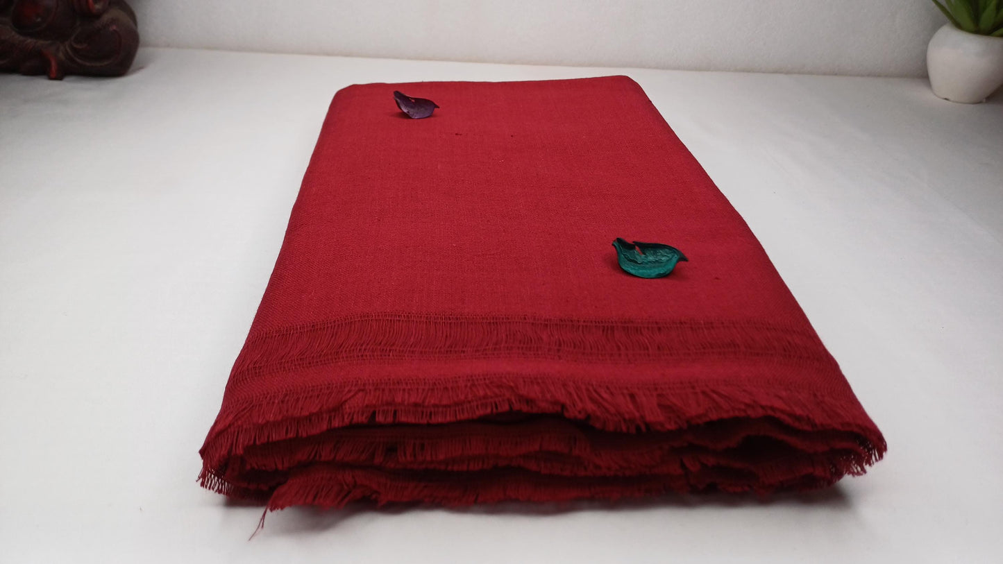 MANJUSHRI Large Handwoven Organic Cotton Maroon Tibetan Buddhist Monk Meditation Shawl,Indian Cotton Tantrik Prayer Wrap,Buddhist Prayer Zen
