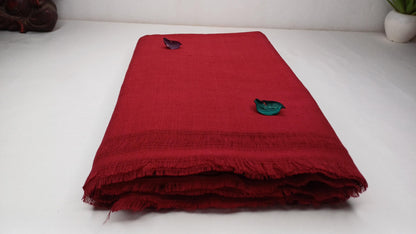MANJUSHRI Large Handwoven Organic Cotton Maroon Tibetan Buddhist Monk Meditation Shawl,Indian Cotton Tantrik Prayer Wrap,Buddhist Prayer Zen
