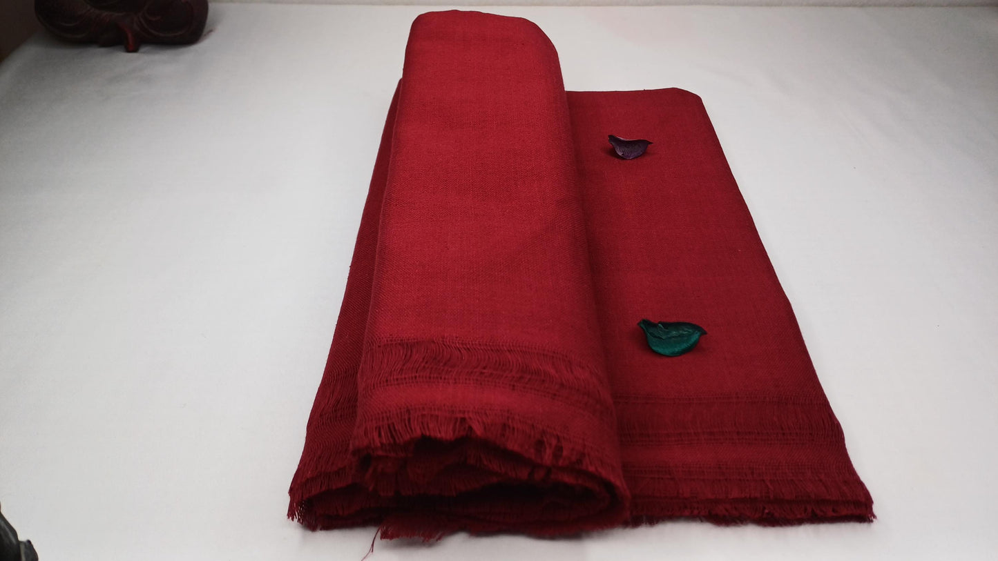 MANJUSHRI Large Handwoven Organic Cotton Maroon Tibetan Buddhist Monk Meditation Shawl,Indian Cotton Tantrik Prayer Wrap,Buddhist Prayer Zen