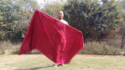 MANJUSHRI Large Handwoven Organic Cotton Maroon Tibetan Buddhist Monk Meditation Shawl,Indian Cotton Tantrik Prayer Wrap,Buddhist Prayer Zen