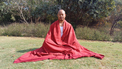 PEACE Silk X-Large Traditional Handwoven Tibetan Buddhist Raw Eri Silk Meditation Shawl,Buddhist Tantrik Silk Meditation Wrap,Ahimsa SilkZen