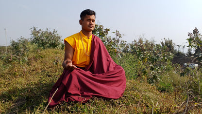 Layman Unisex Cotton Tibetan Buddhist Monk Meditation Robe,Monastery Style Spiritual Cloth Set,Zen Prayer Sleeveless Shirt/Skirt/Shawl