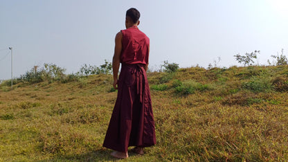 Custom-Made Layman Unisex Cotton Tibetan Buddhist Monk Meditation Robe,Monastery Style Spiritual Dress,Zen Prayer Shirt and Skirt/Wrap Cloth