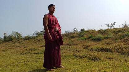 Custom-Made Layman Unisex Cotton Tibetan Buddhist Monk Meditation Robe,Monastery Style Spiritual Dress,Zen Prayer Shirt and Skirt/Wrap Cloth