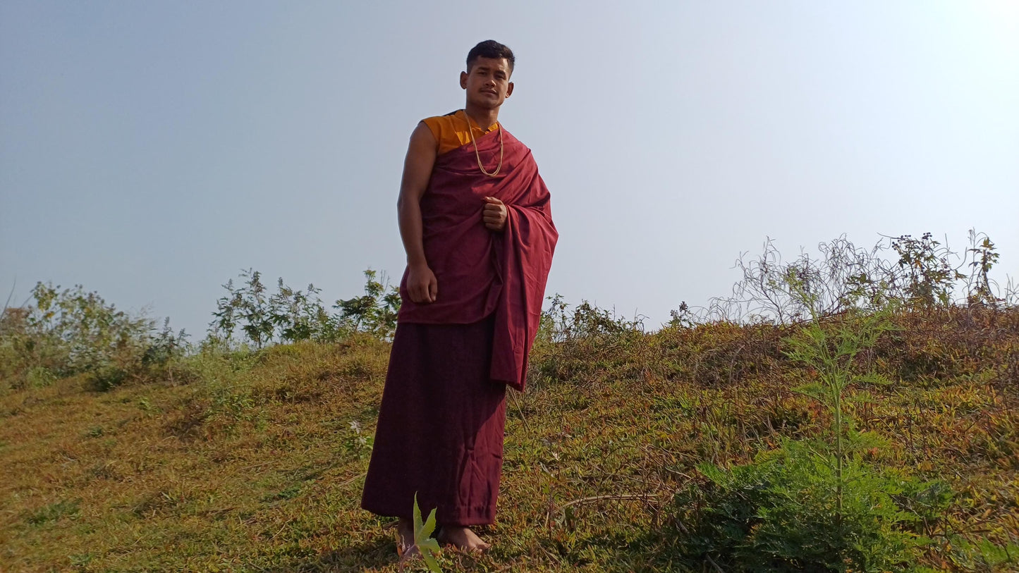 Layman Unisex Cotton Tibetan Buddhist Monk Meditation Robe Set,Monastery Style Spiritual Cloth Set,Zen Prayer Sleeveless Shirt /Wrap/Shawl