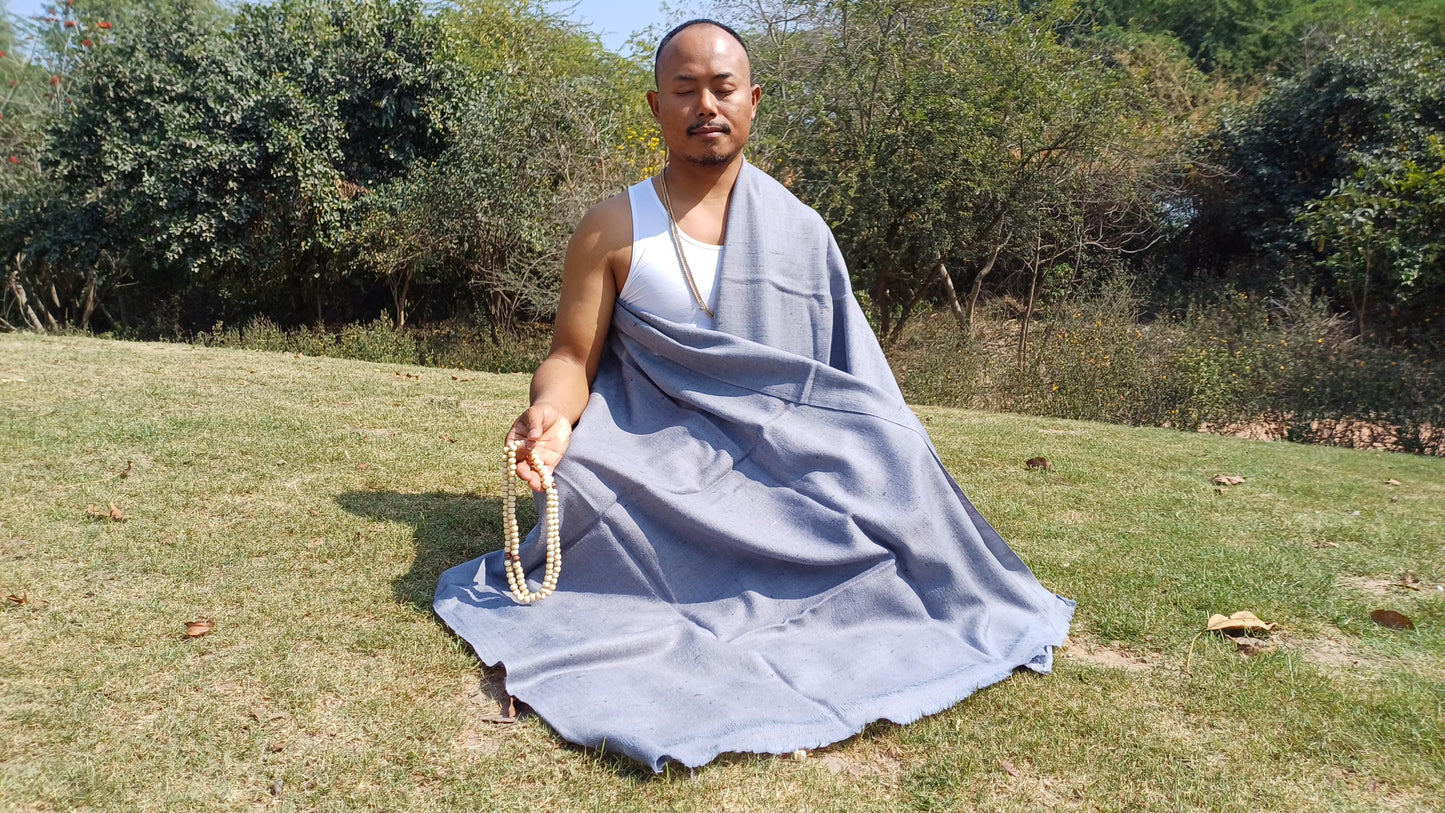 Handwoven Ethical Yak Wool Meditation Shawl,Himalayan Yak Wool Prayer Wrap,Ethnic Indian Wrap,Yak Wool Scarf,Yak Prayer Blanket