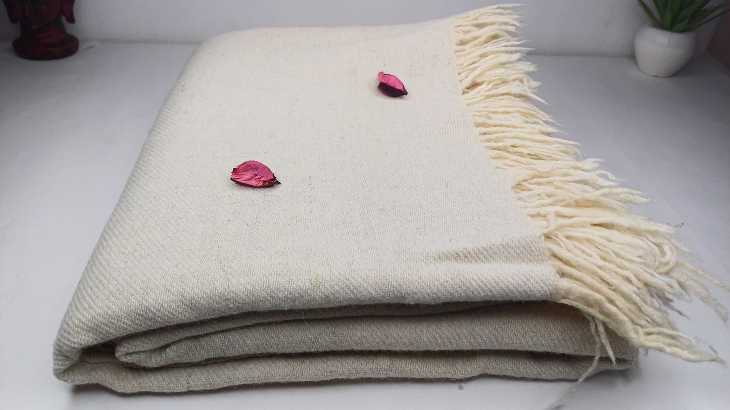 Extra-Large Handspun Handwoven Pure Himalayan Yak Wool Blanket,Oversize Yak Meditation Shawl,Ethnic Indian Yak Prayer Blanket,Tibetan Yak