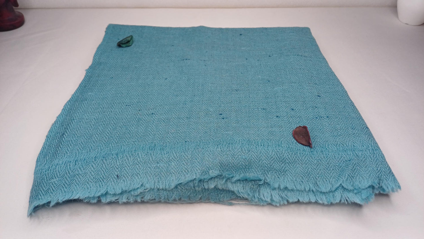 Handwoven Sky Blue Ethical Yak Wool Meditation Shawl,Himalayan Yak Wool Prayer Wrap,Ethnic Indian Yak Stole,Yak Wool Scarf, Yak Prayer Zen