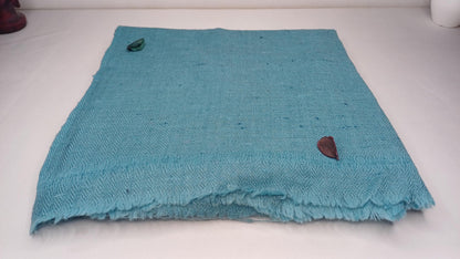 Handwoven Sky Blue Ethical Yak Wool Meditation Shawl,Himalayan Yak Wool Prayer Wrap,Ethnic Indian Yak Stole,Yak Wool Scarf, Yak Prayer Zen