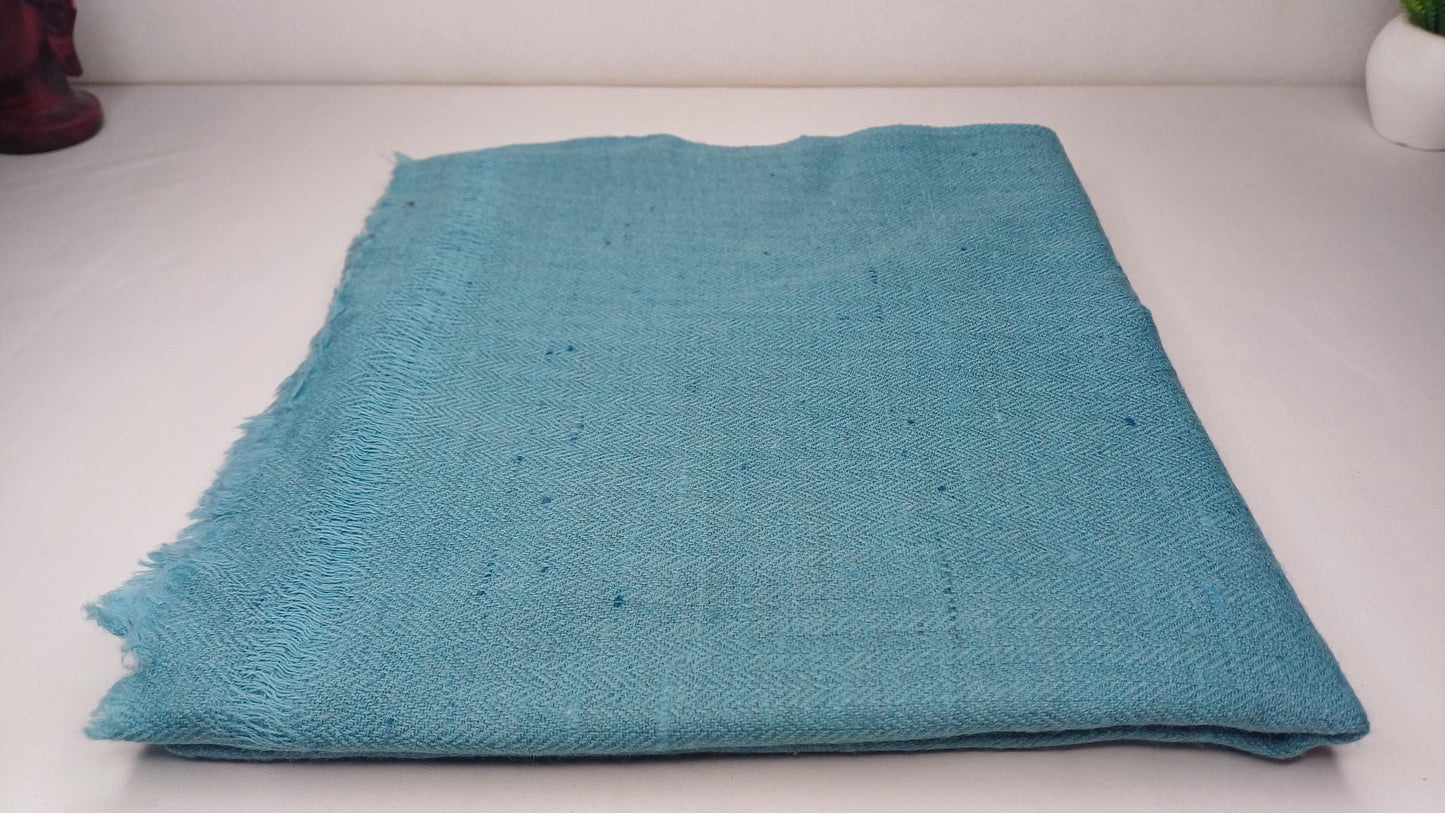 Handwoven Sky Blue Ethical Yak Wool Meditation Shawl,Himalayan Yak Wool Prayer Wrap,Ethnic Indian Yak Stole,Yak Wool Scarf, Yak Prayer Zen