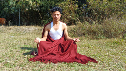 Handwoven Himalayan Sheep Wool Lama Meditation Shawl,Tibetan Buddhist Prayer Blanket,Himalayan Wool,Buddhist Monk Wrap,Handmade Indian Shawl