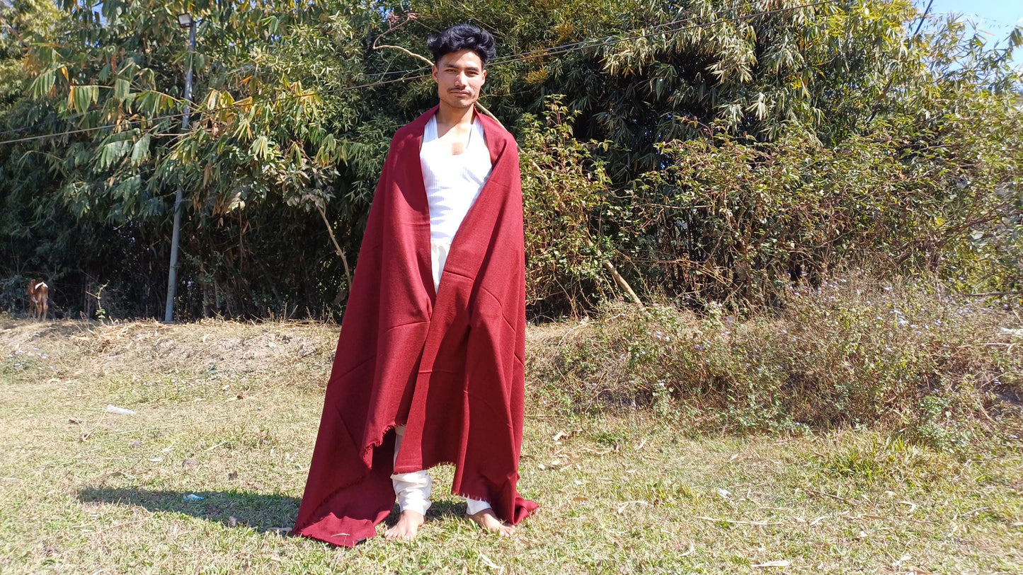 Handwoven Lama Himalayan Sheep Wool Meditation Shawl,Tibetan Buddhist Prayer Blanket,Himalayan Wool,Himalayan Wrap,Handmade Indian Shawl,