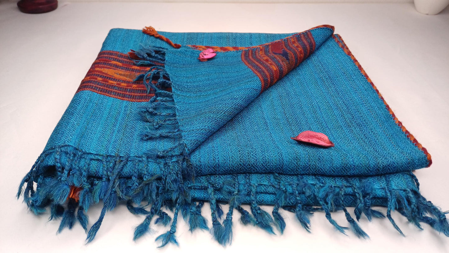 Meditation Prayer Shawl, Yoga Wrap,Ethnic Blanket,Tibetan Fabric,Winter,Tribal Celtic Embroidery,Himalayan Woolen