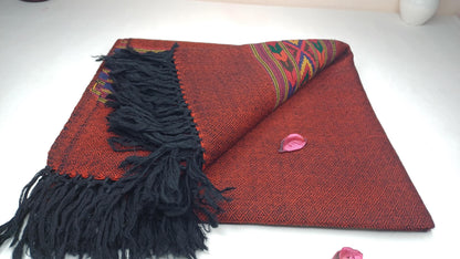Handwoven Burgundy Pure Himalayan Sheep Wool Meditation Shawl,Himalayan Prayer Blanket,Himalayan Wool,Kullu Shawl,Handmade Indian Shawl,
