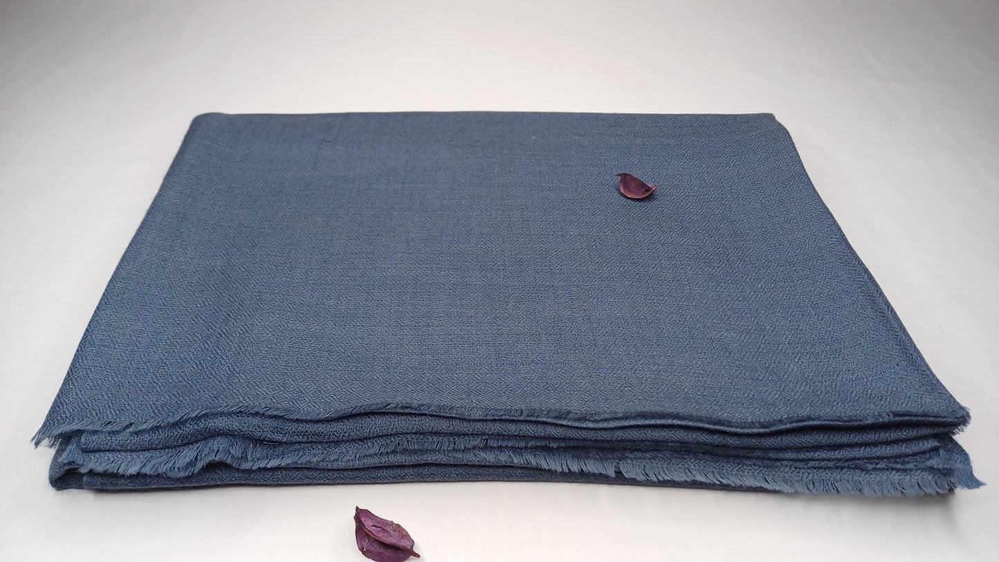 Handwoven Lightweight Blue Pure Pashmina Wool Meditation Shawl,Pashmina Wool Prayer Wrap,Himalayan Cashmere Stole/Scarf,Pashmina Wool Wrap