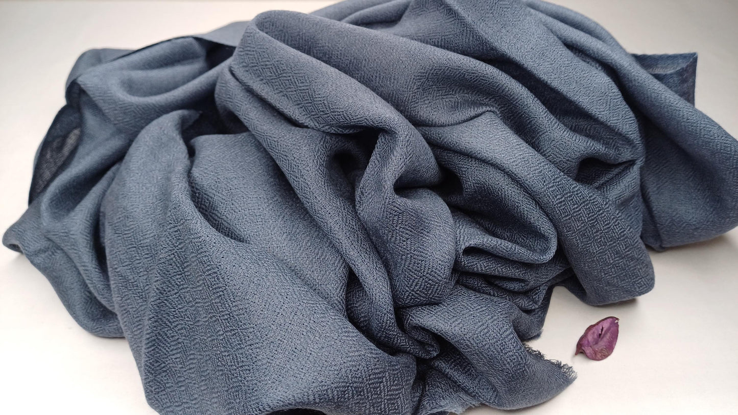 Handwoven Lightweight Blue Pure Pashmina Wool Meditation Shawl,Pashmina Wool Prayer Wrap,Himalayan Cashmere Stole/Scarf,Pashmina Wool Wrap