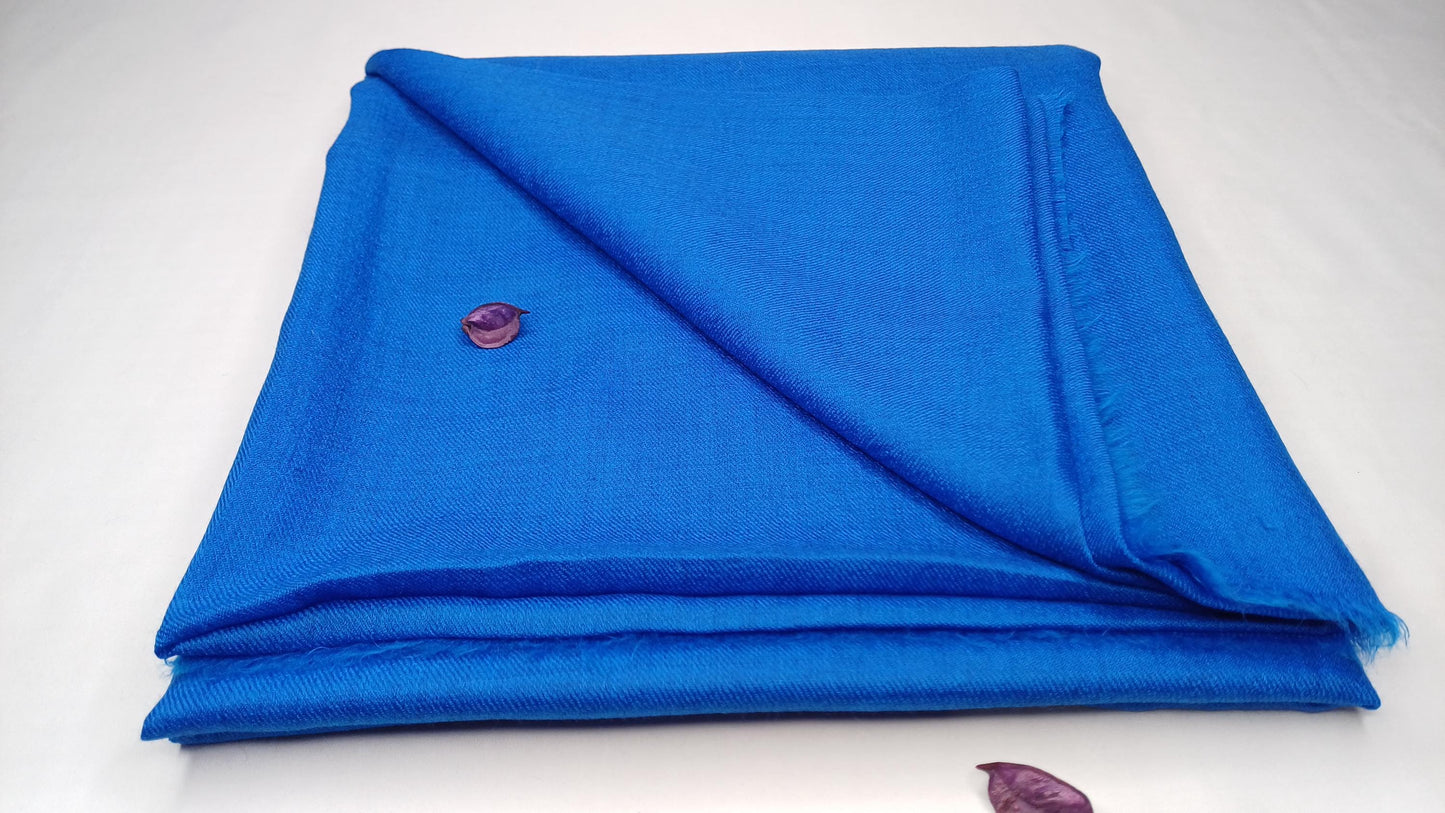 Handwoven Large Lightweight Blue Color Authentic Himalayan Cashmere Wool Meditation Shawl,Ethical Cashmere Prayer Yoga Wrap,Wedding Shawl