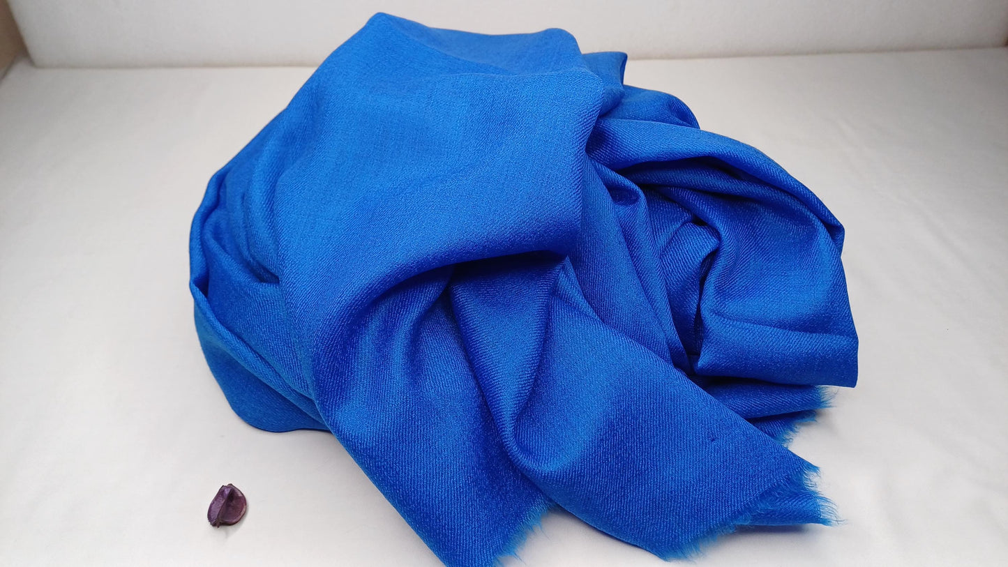 Handwoven Large Lightweight Blue Color Authentic Himalayan Cashmere Wool Meditation Shawl,Ethical Cashmere Prayer Yoga Wrap,Wedding Shawl