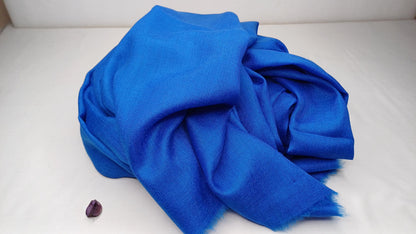 Handwoven Large Lightweight Blue Color Authentic Himalayan Cashmere Wool Meditation Shawl,Ethical Cashmere Prayer Yoga Wrap,Wedding Shawl